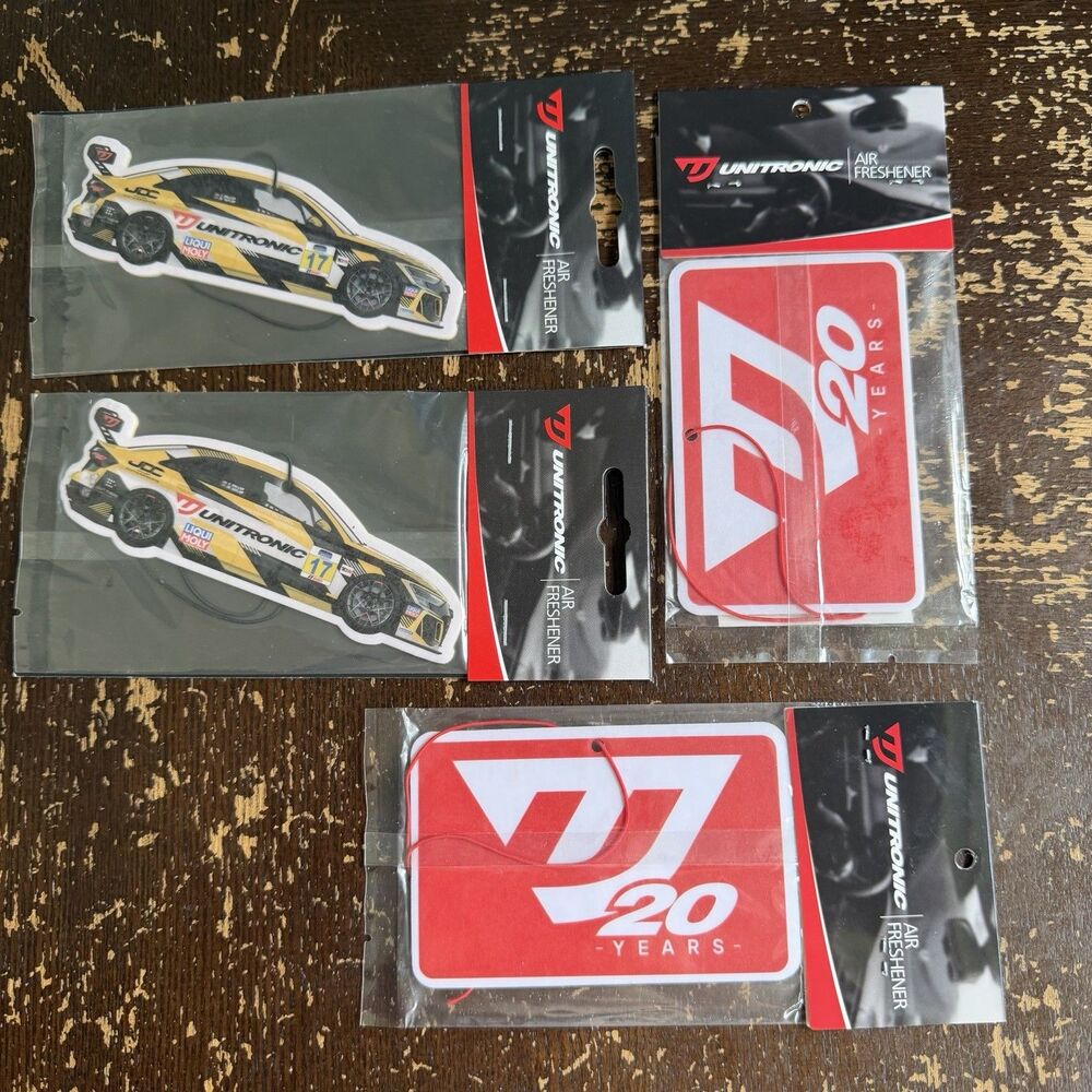 Unitronic Air Freshener Lot of 4 Sealed, 20 Years Logo + #17 Race Car, VW Audi